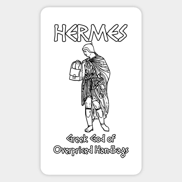 Hermes, Greek God of Overpriced Handbags Sticker by Taversia